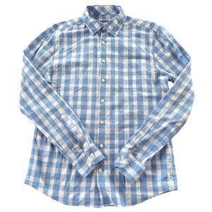 Johnnie-O Siles Plaid Button Down Shirt Sz SM Lightweight Preppy Blue White